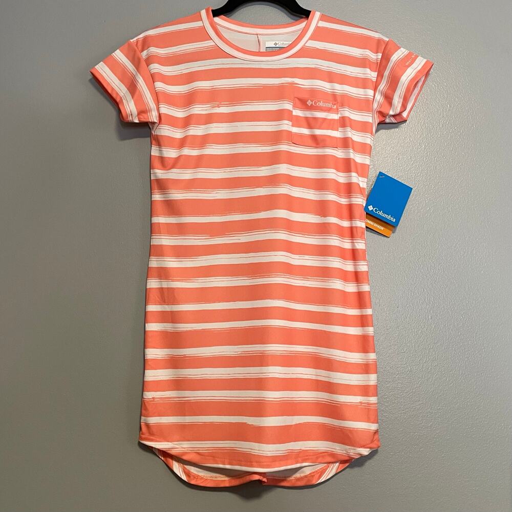 Columbia Orange Striped Parker Ridge Omni-Shade Dress NEW